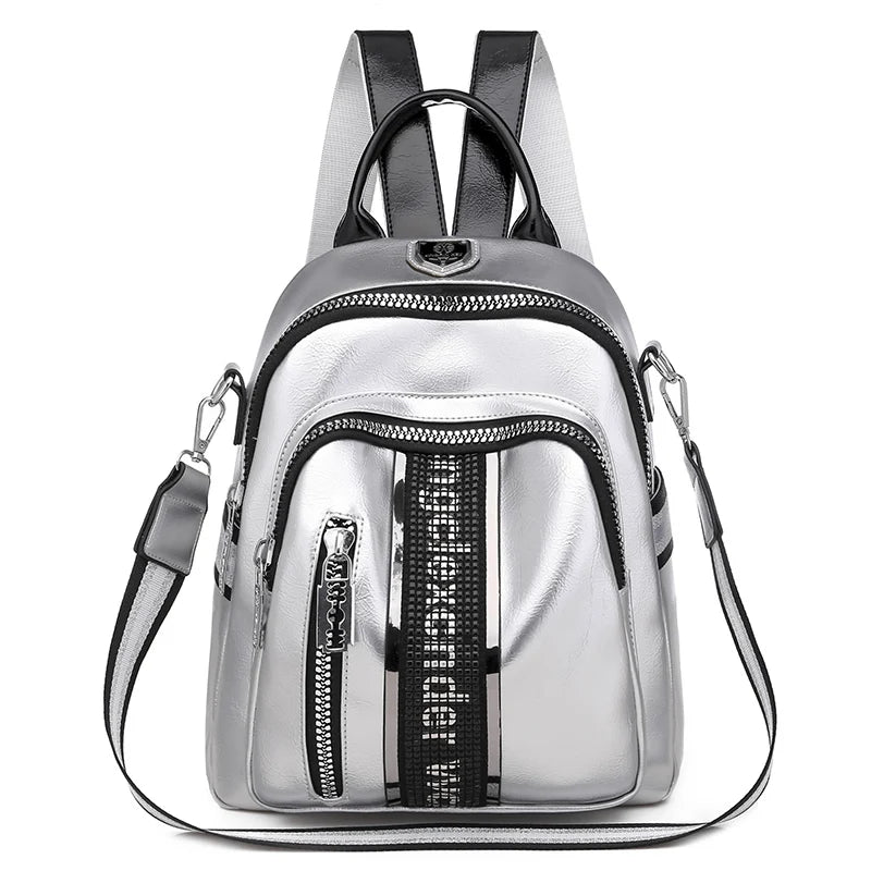 Mochila de PU Multibolsillos para Mujer