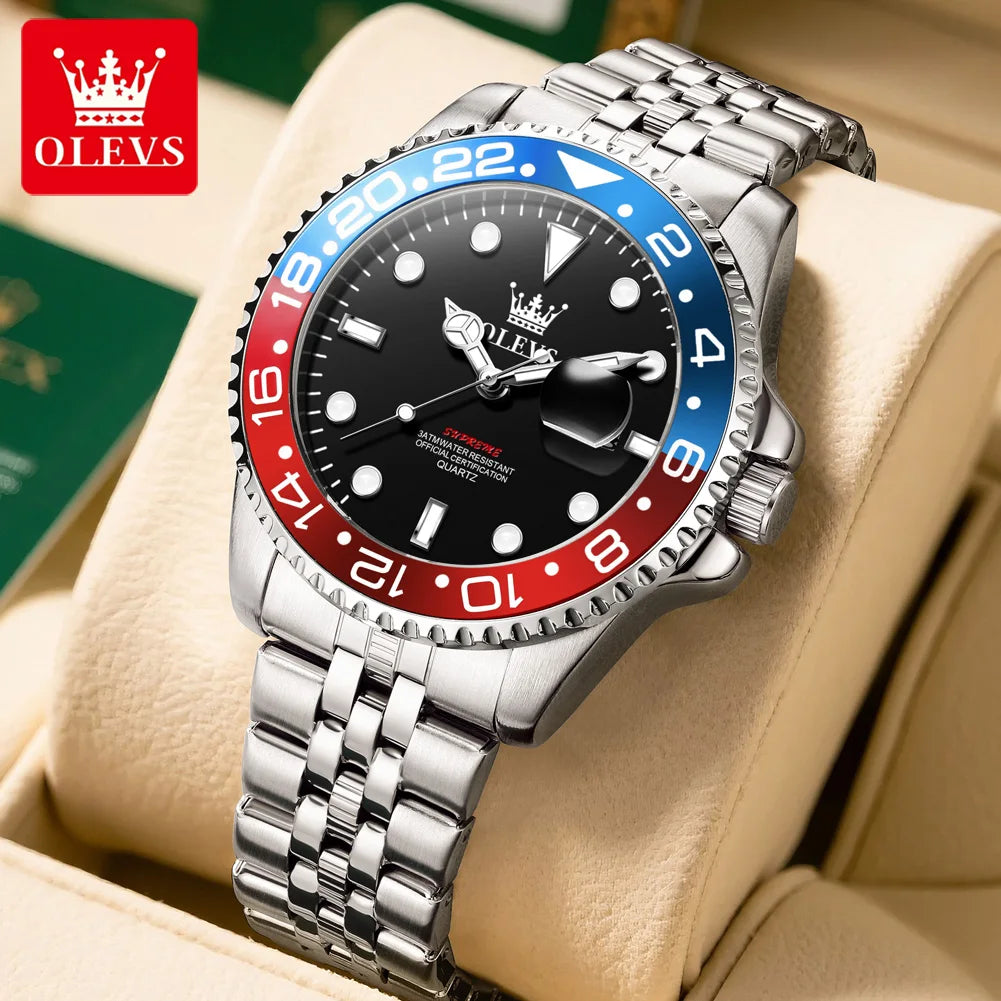Reloj Redondo Bicolor Azul Rojo