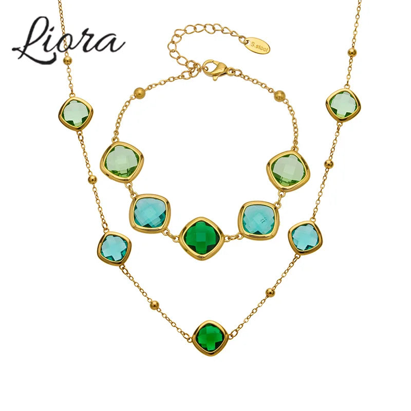 Conjunto de Joyería de Acero Inoxidable con Acabado Dorado