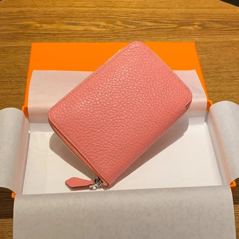 Cartera Minimalista de Cuero Vacuno con Cremallera