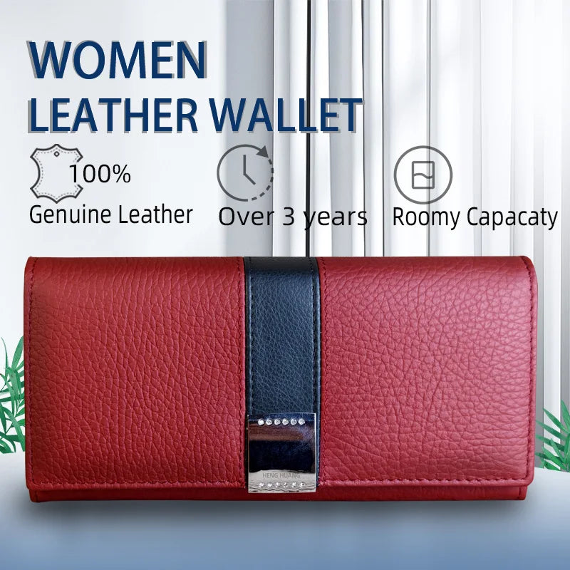 Cartera Larga de Cuero Vacuno para Mujer