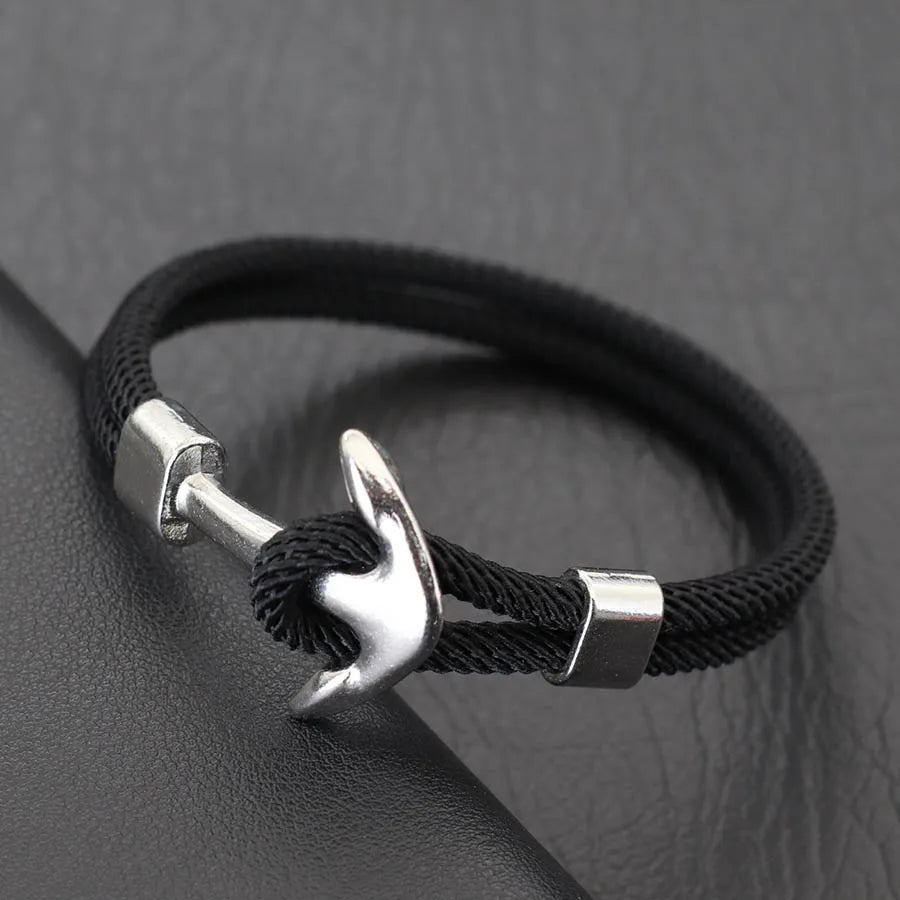 Pulsera de Ancla con Cordón para Hombre