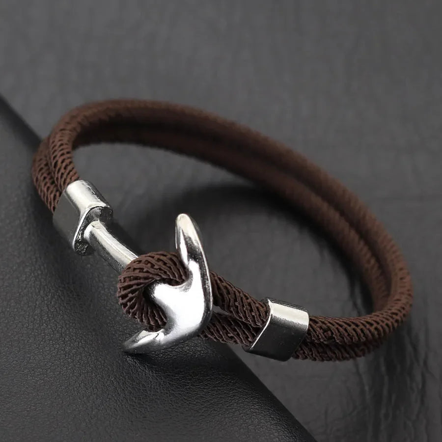 Pulsera de Ancla con Cordón para Hombre