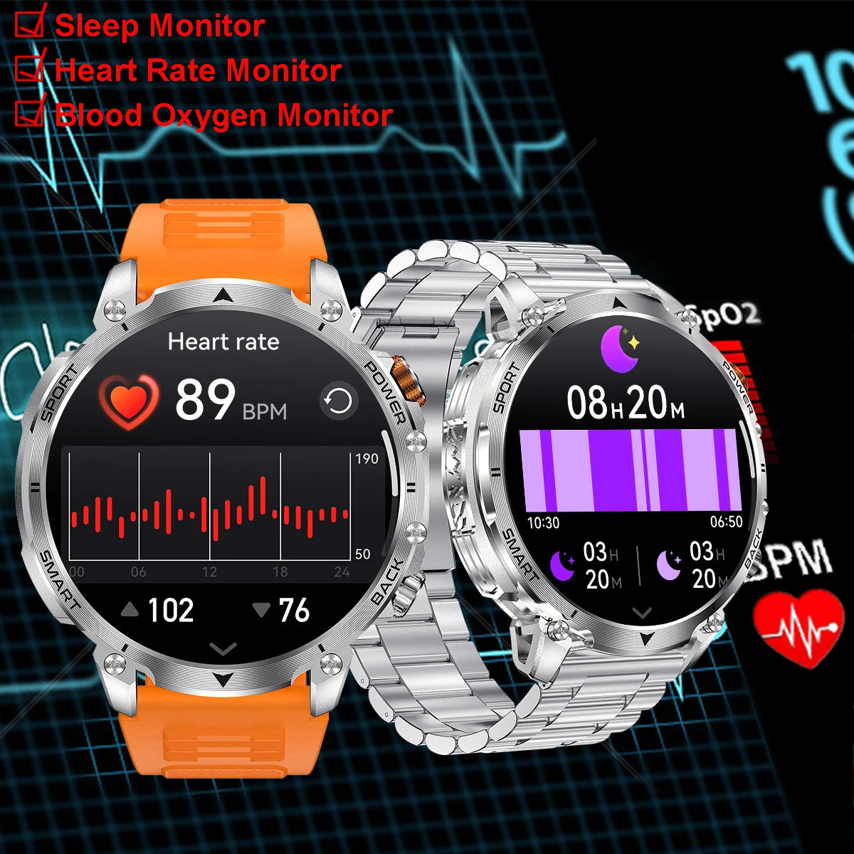 Reloj Inteligente Militar AMOLED con Llamadas Bluetooth