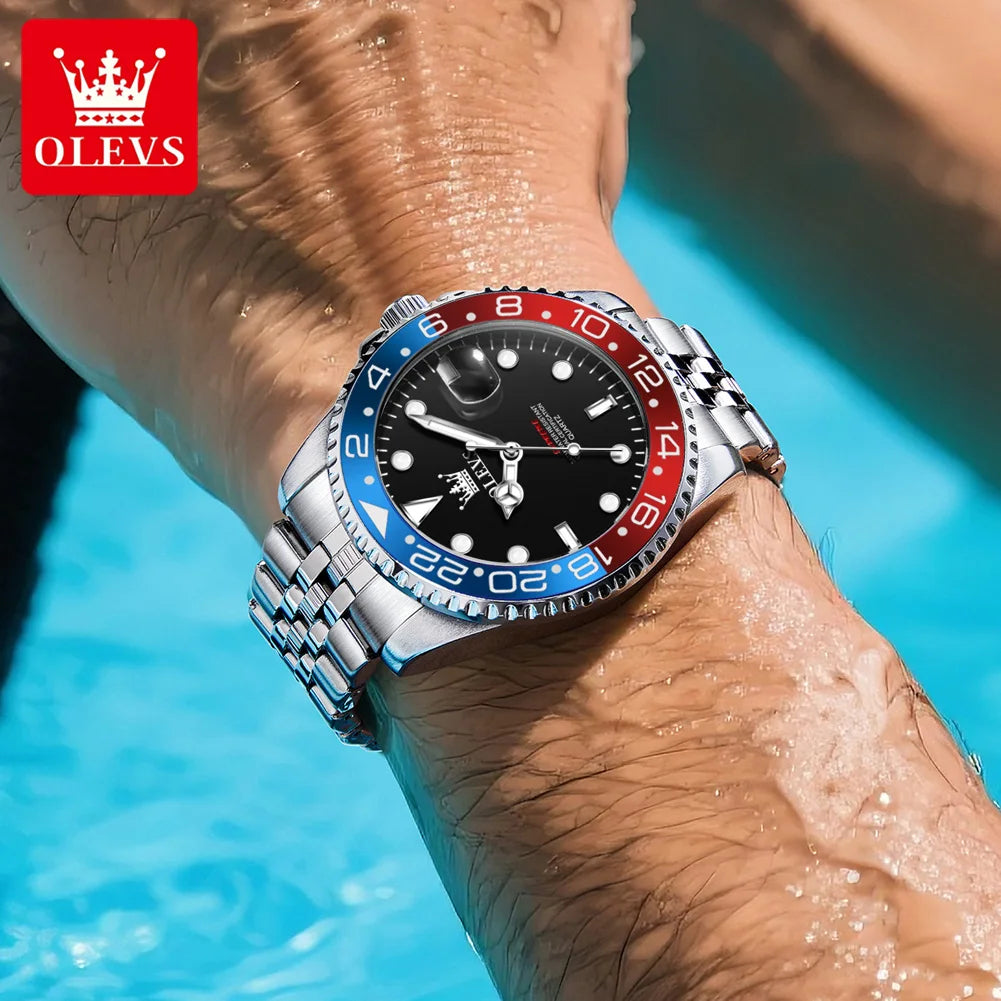 Reloj Redondo Bicolor Azul Rojo