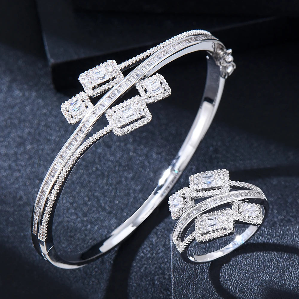 Conjunto GODKI de Pulsera y Anillo con Zirconia