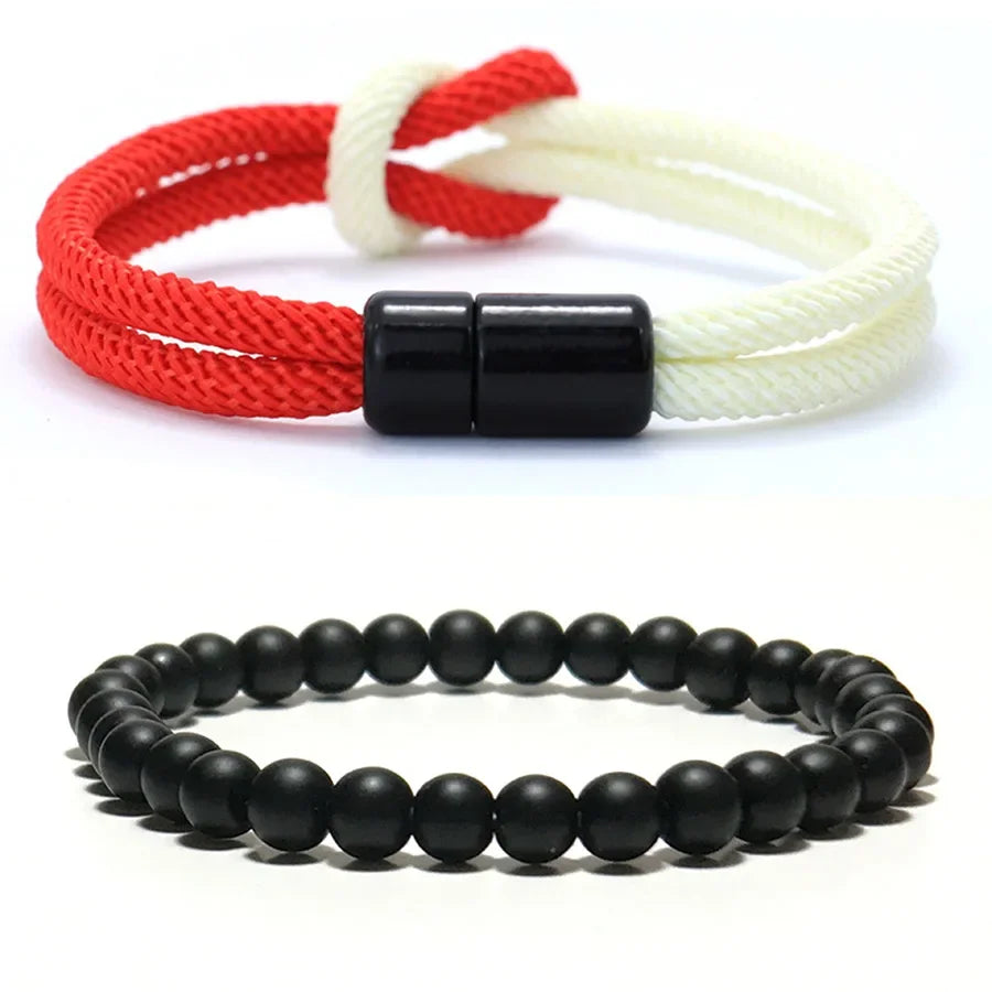 Set de 2 Pulseras de Cordón Bicolor con Cierre Magnético