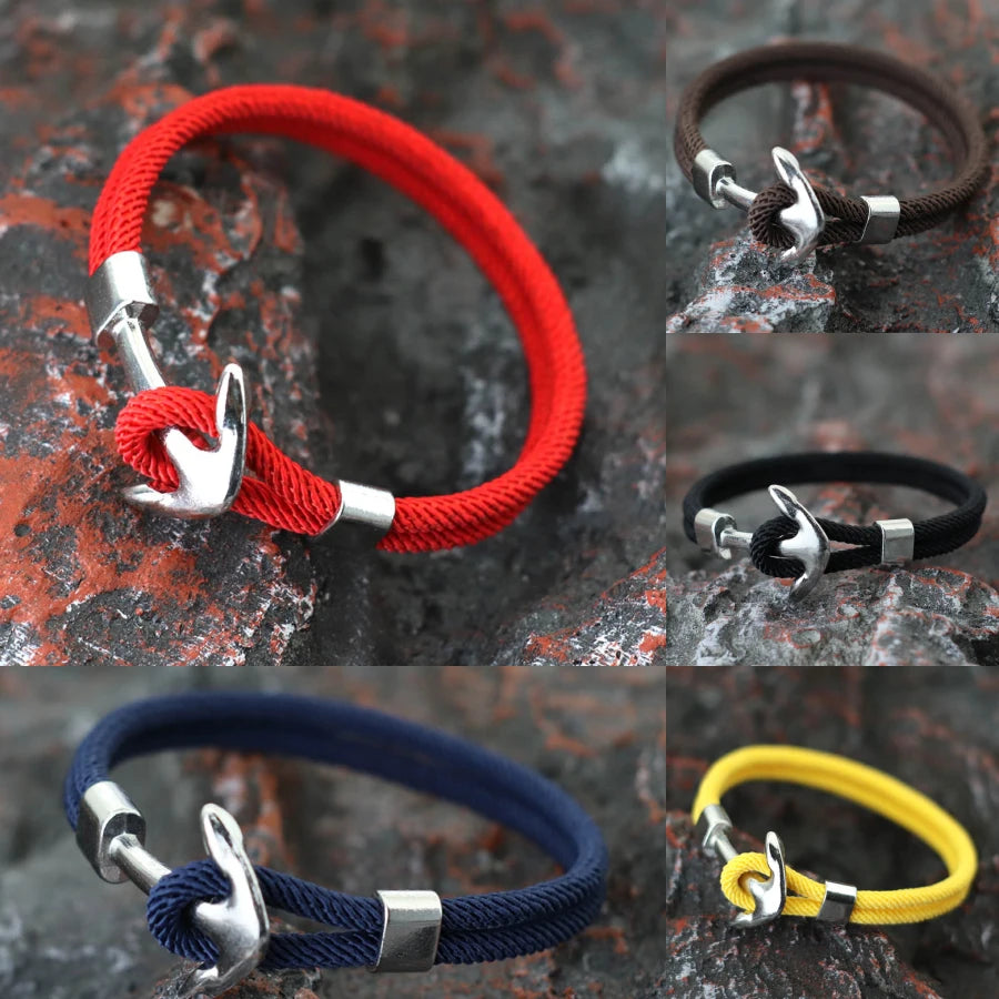 Pulsera de Ancla con Cordón para Hombre