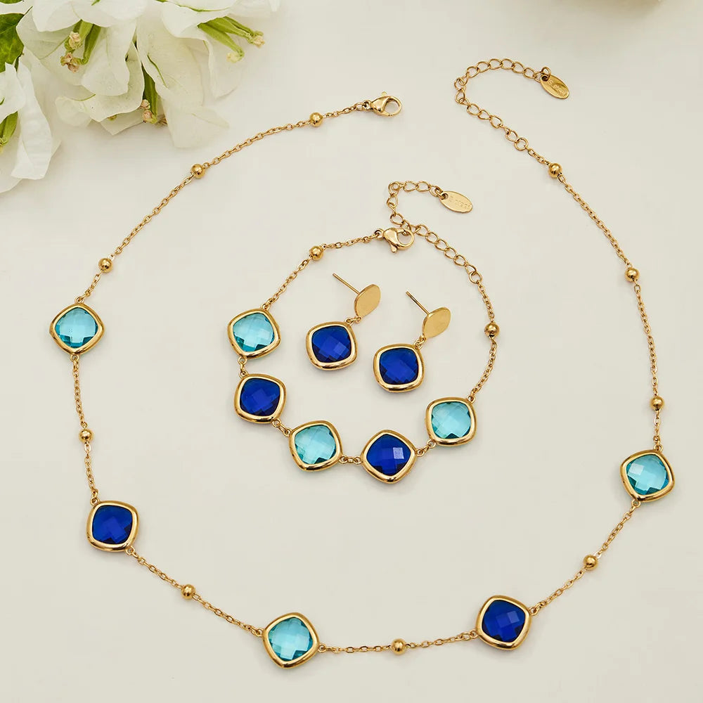 Conjunto de Joyería de Acero Inoxidable con Acabado Dorado