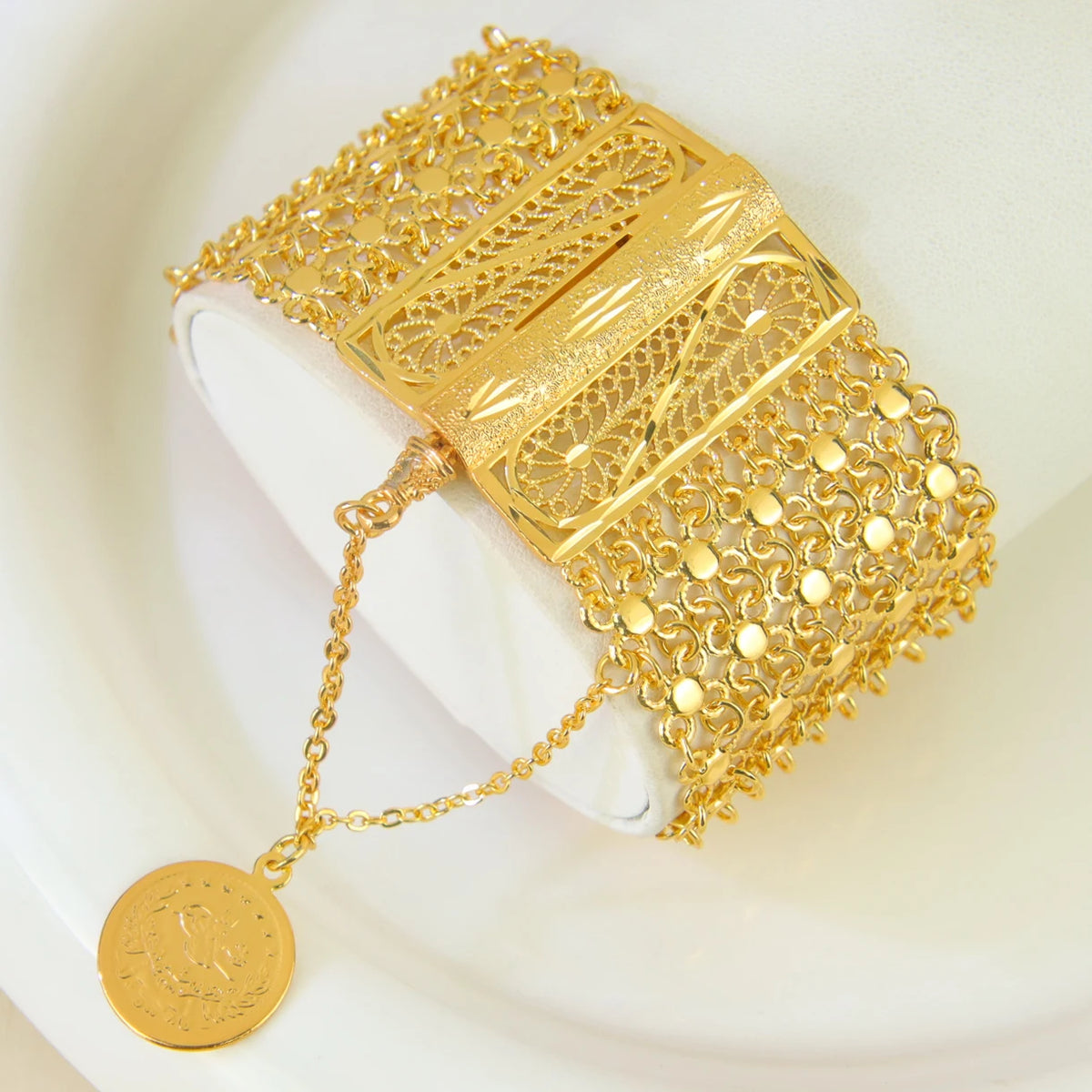 Pulsera Nupcial Dorada Estilo Árabe