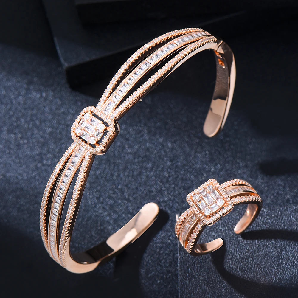 Conjunto GODKI de Pulsera y Anillo con Zirconia