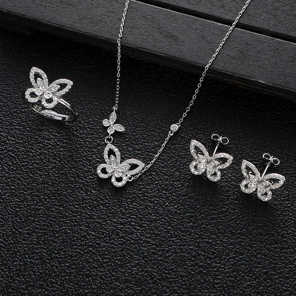 Conjunto de Joyería Mariposa con Zirconia