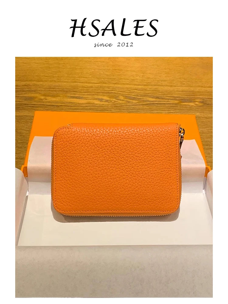Cartera Minimalista de Cuero Vacuno con Cremallera