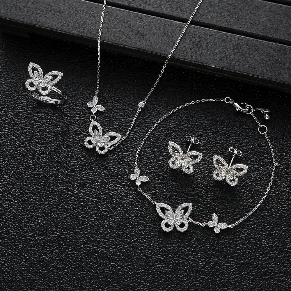Conjunto de Joyería Mariposa con Zirconia