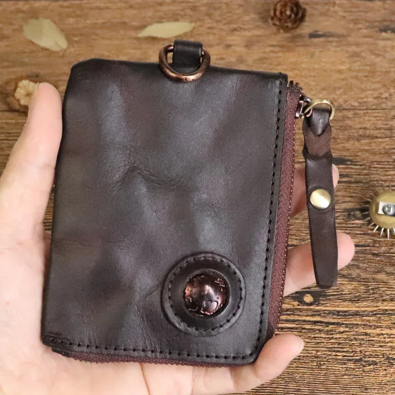 Monedero de Cuero Genuino Estilo Retro