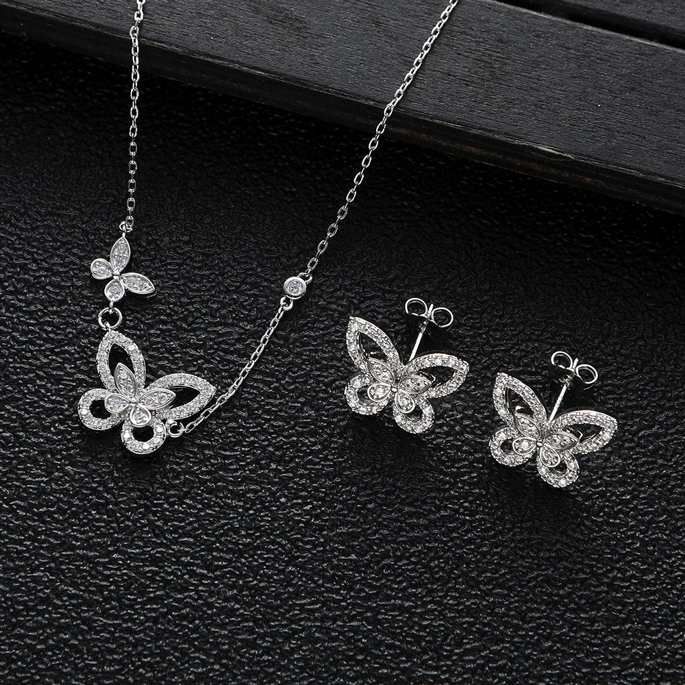 Conjunto de Joyería Mariposa con Zirconia