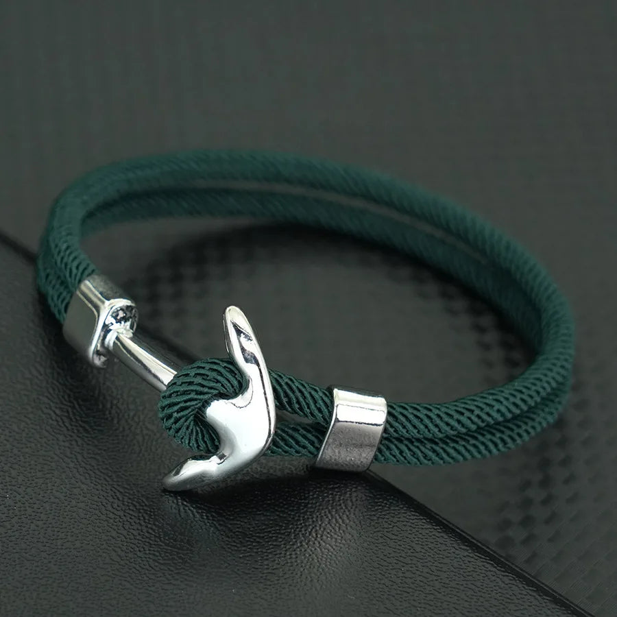 Pulsera de Ancla con Cordón para Hombre