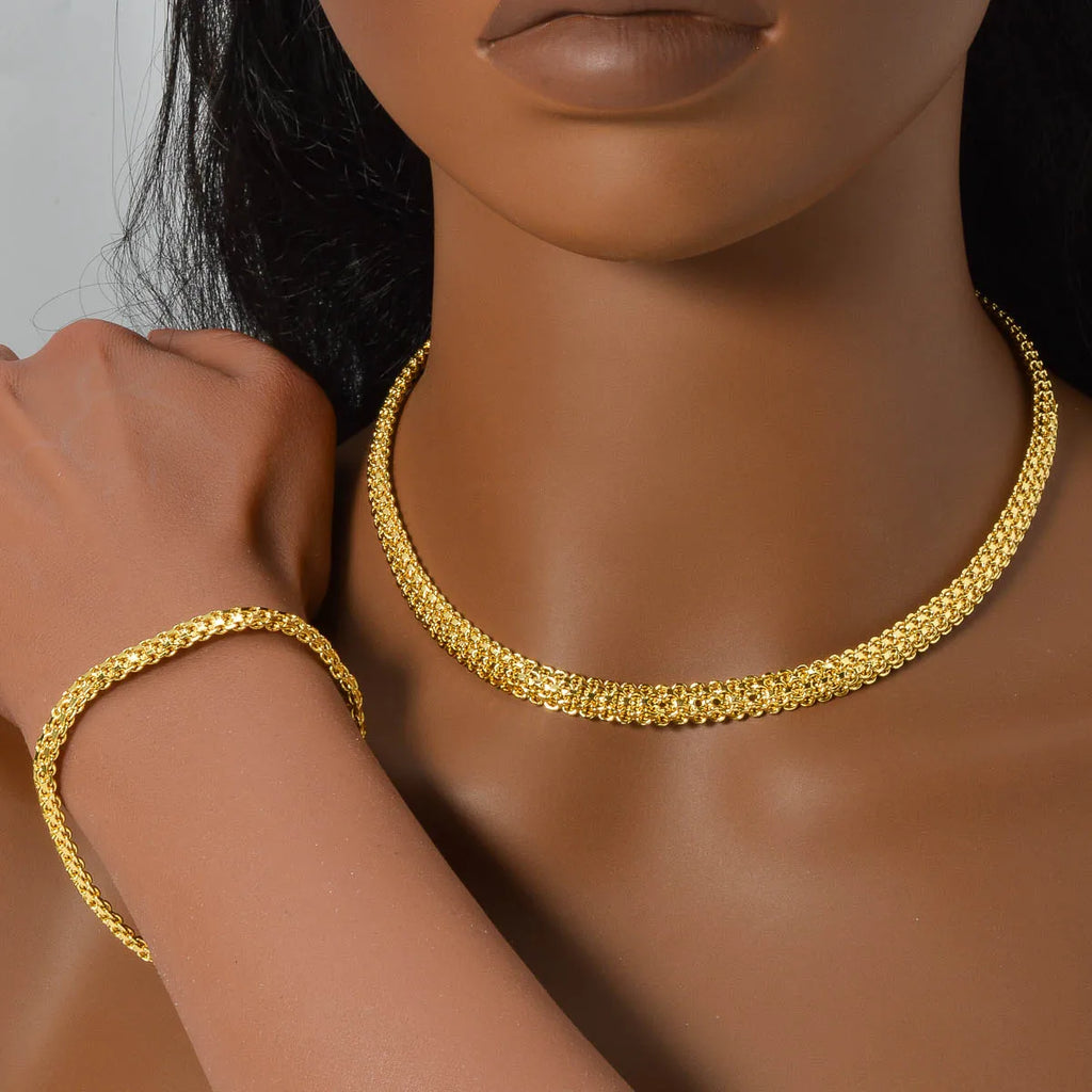 Conjunto de Collar y Pulsera de Cadena Italiana