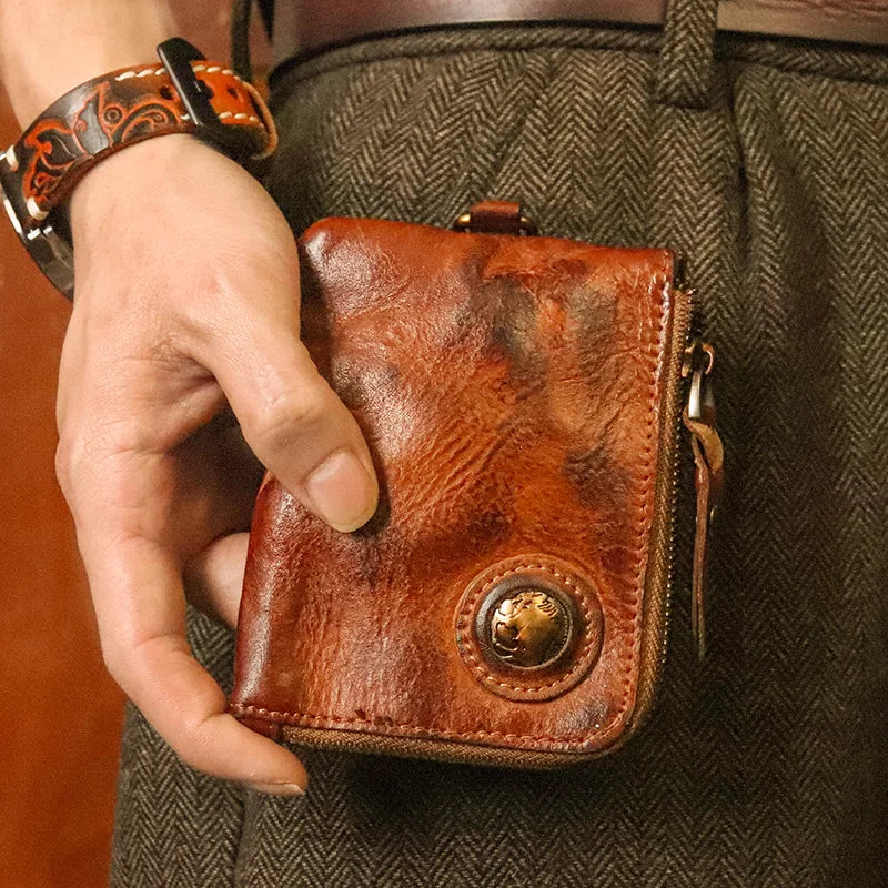 Monedero de Cuero Genuino Estilo Retro