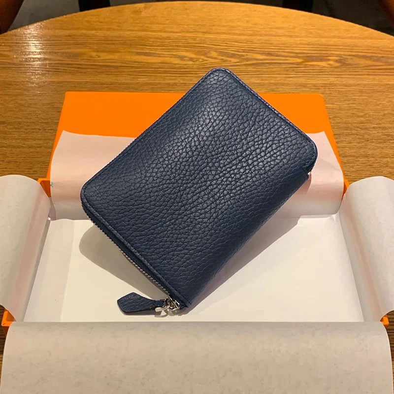 Cartera Minimalista de Cuero Vacuno con Cremallera