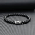 Pulsera Vikinga de Ónix Negro con Grabado Sánscrito