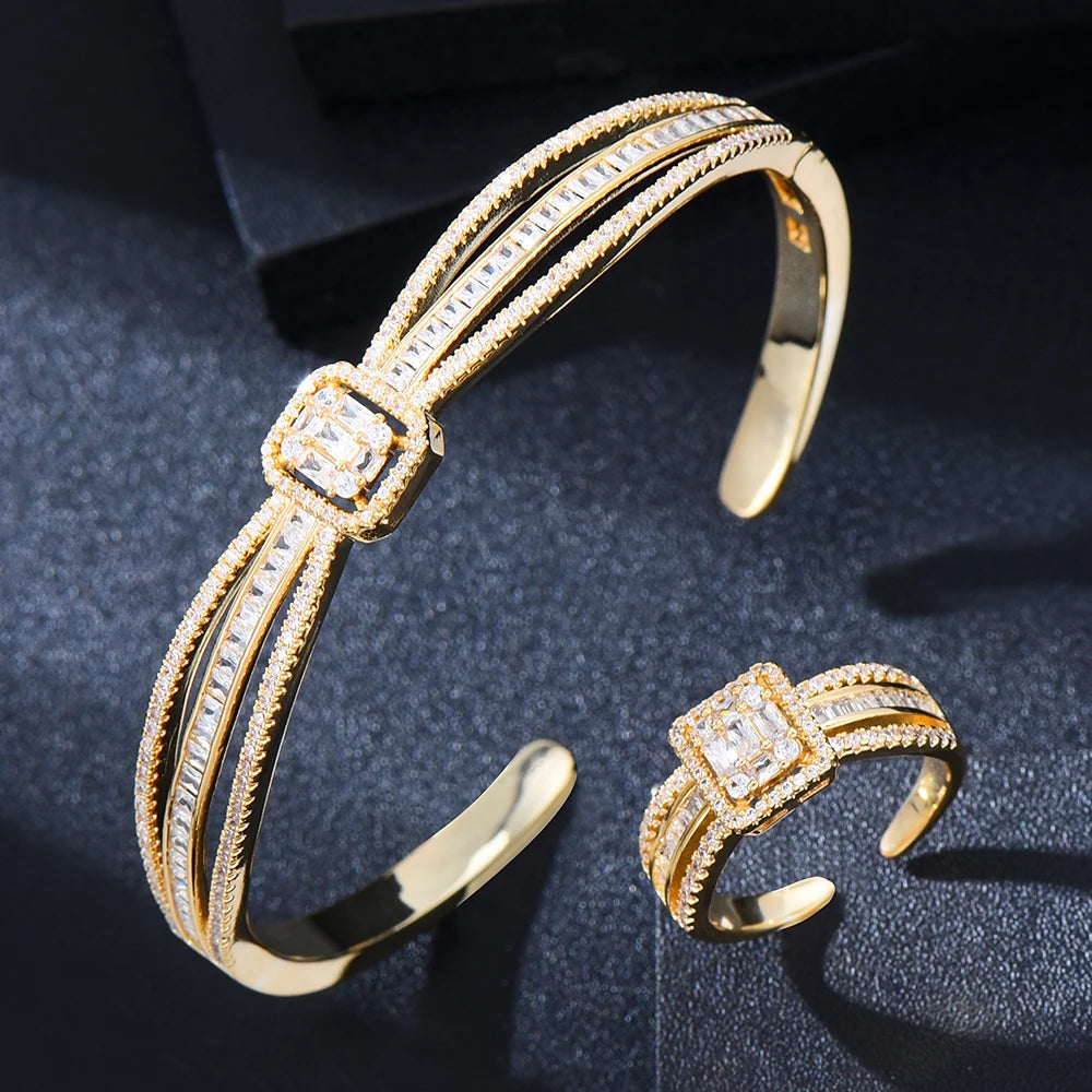 Conjunto GODKI de Pulsera y Anillo con Zirconia