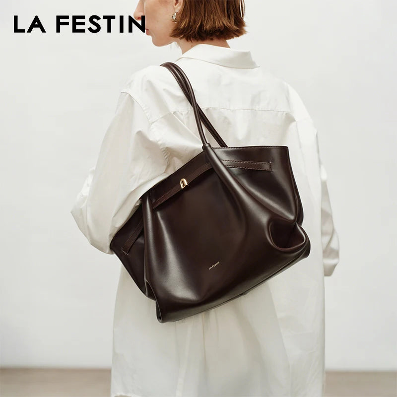 Bolsa La Festin de Cuero Dividido y Material Sintético