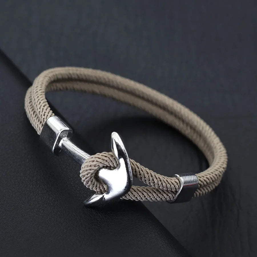 Pulsera de Ancla con Cordón para Hombre