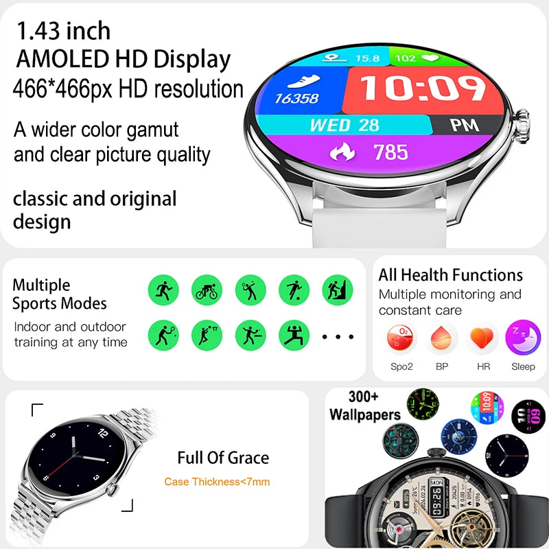 Reloj Inteligente AMOLED 3D con Pantalla Siempre Activa