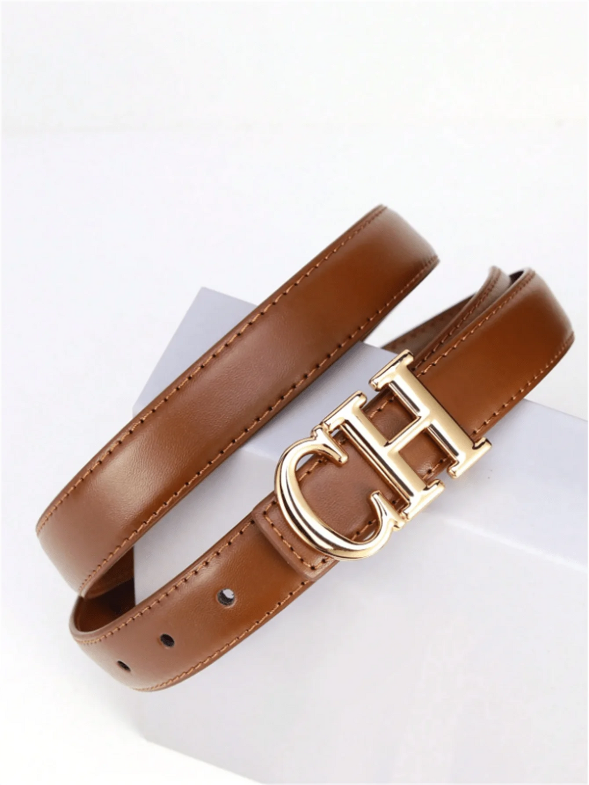 Cinturón de Cuero Sintético con Hebilla Decorativa para Mujer