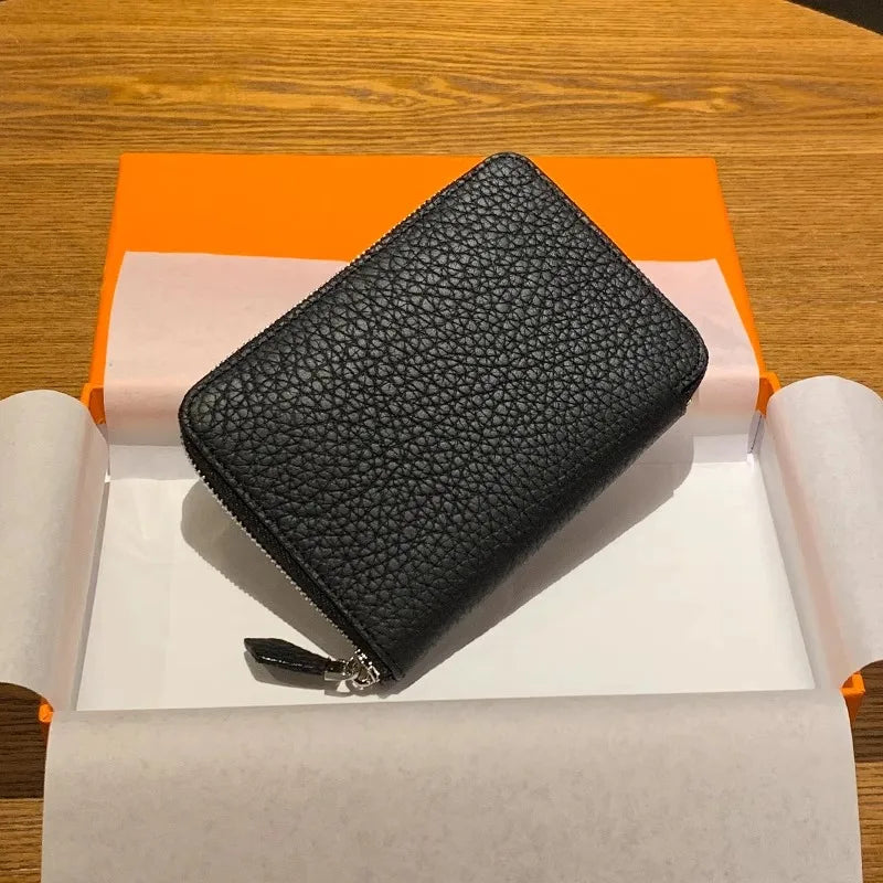 Cartera Minimalista de Cuero Vacuno con Cremallera