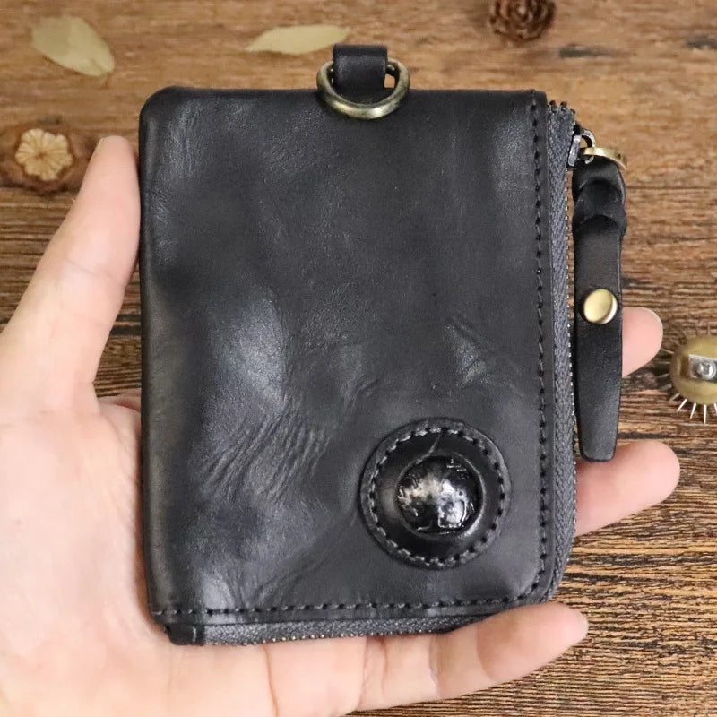 Monedero de Cuero Genuino Estilo Retro