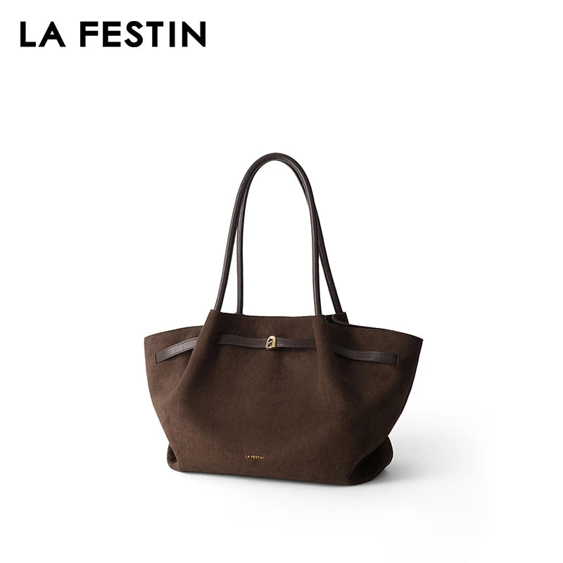 Bolsa La Festin de Cuero Dividido y Material Sintético