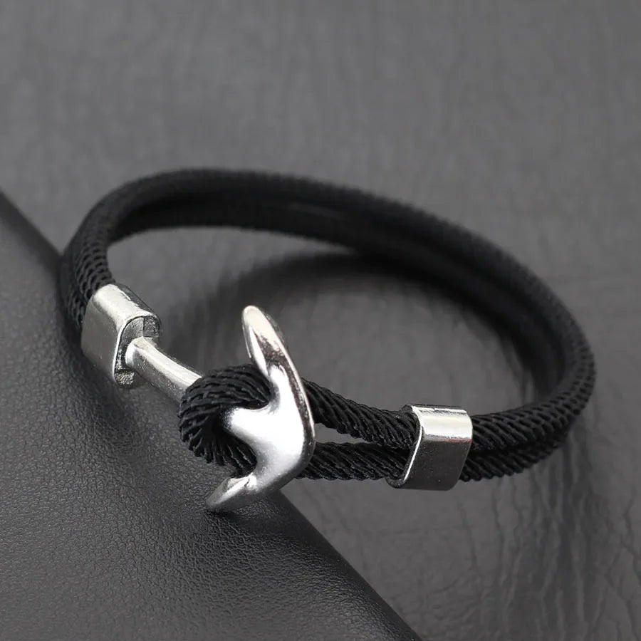 Pulsera de Ancla con Cordón para Hombre