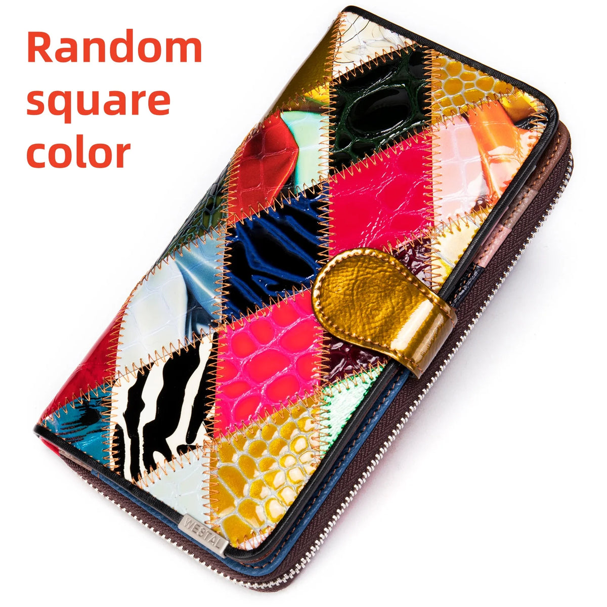 Cartera de Mano de Cuero Genuino Multicolor