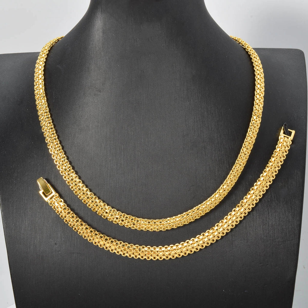 Conjunto de Collar y Pulsera de Cadena Italiana