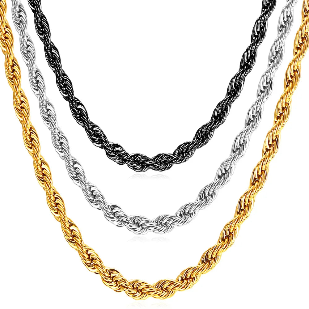 Collar de Cadena Trenzada de Acero Inoxidable 316L