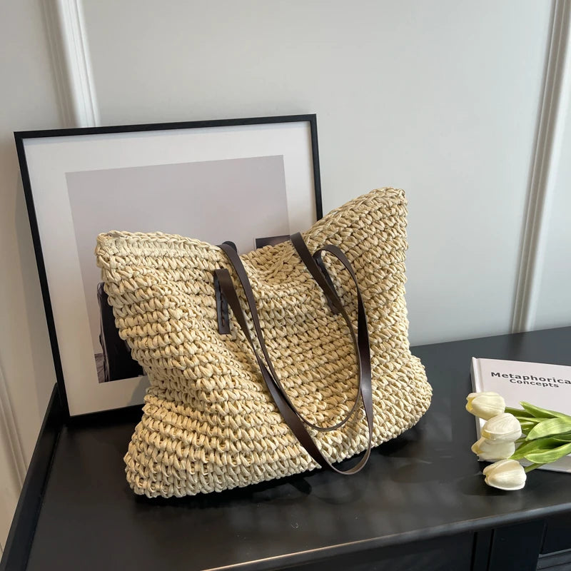 Bolsa de Paja Tejida para Playa