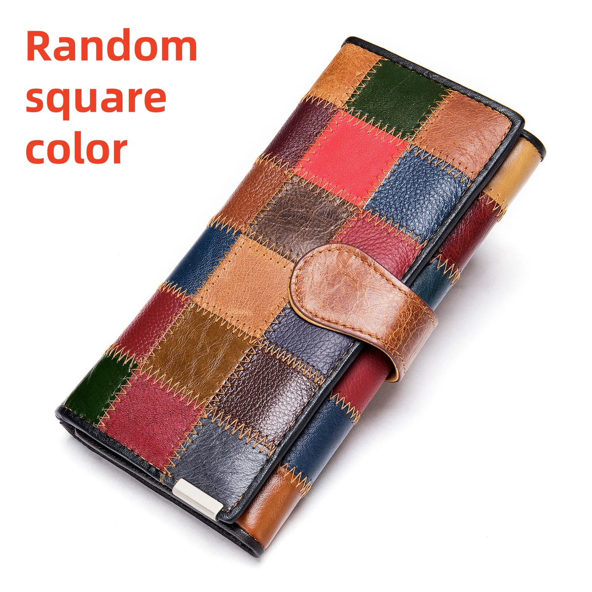 Cartera de Mano de Cuero Genuino Multicolor