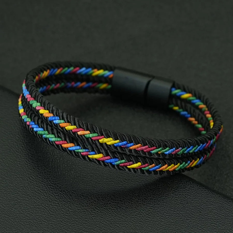 Pulsera Étnica de Cordón Doble para Hombre
