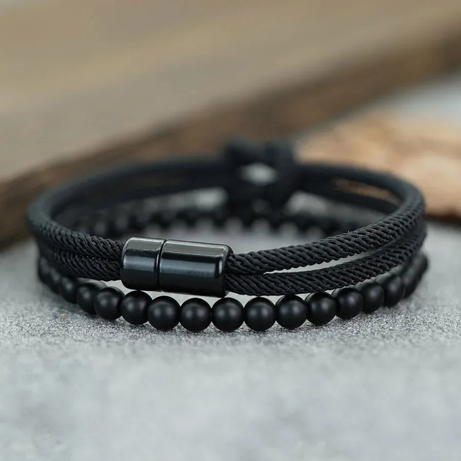Set de 2 Pulseras de Cordón Bicolor con Cierre Magnético