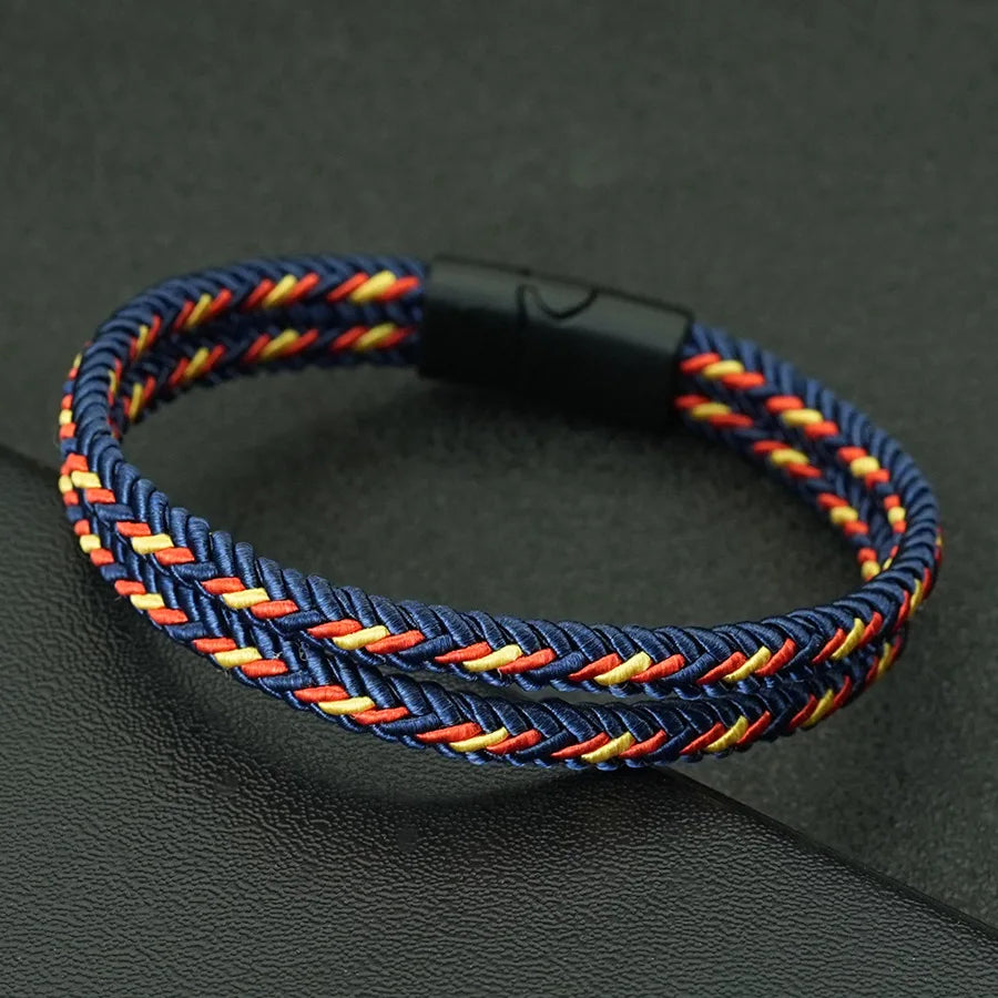 Pulsera Étnica de Cordón Doble para Hombre