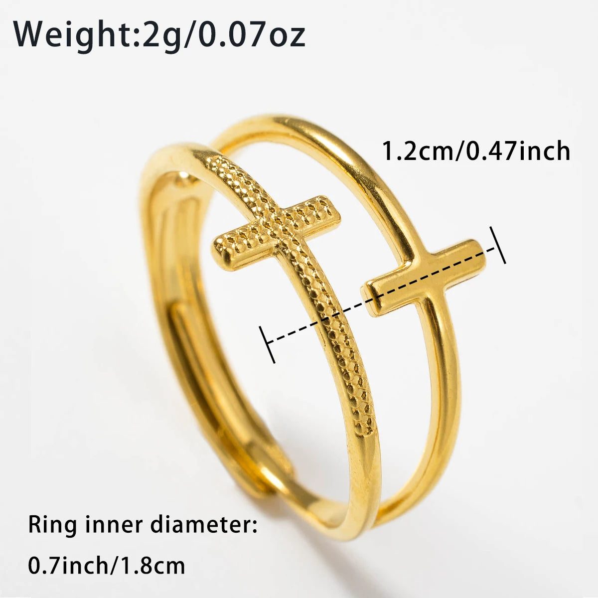 Anillo de Cruz de Acero Inoxidable Chapado en Oro 18K