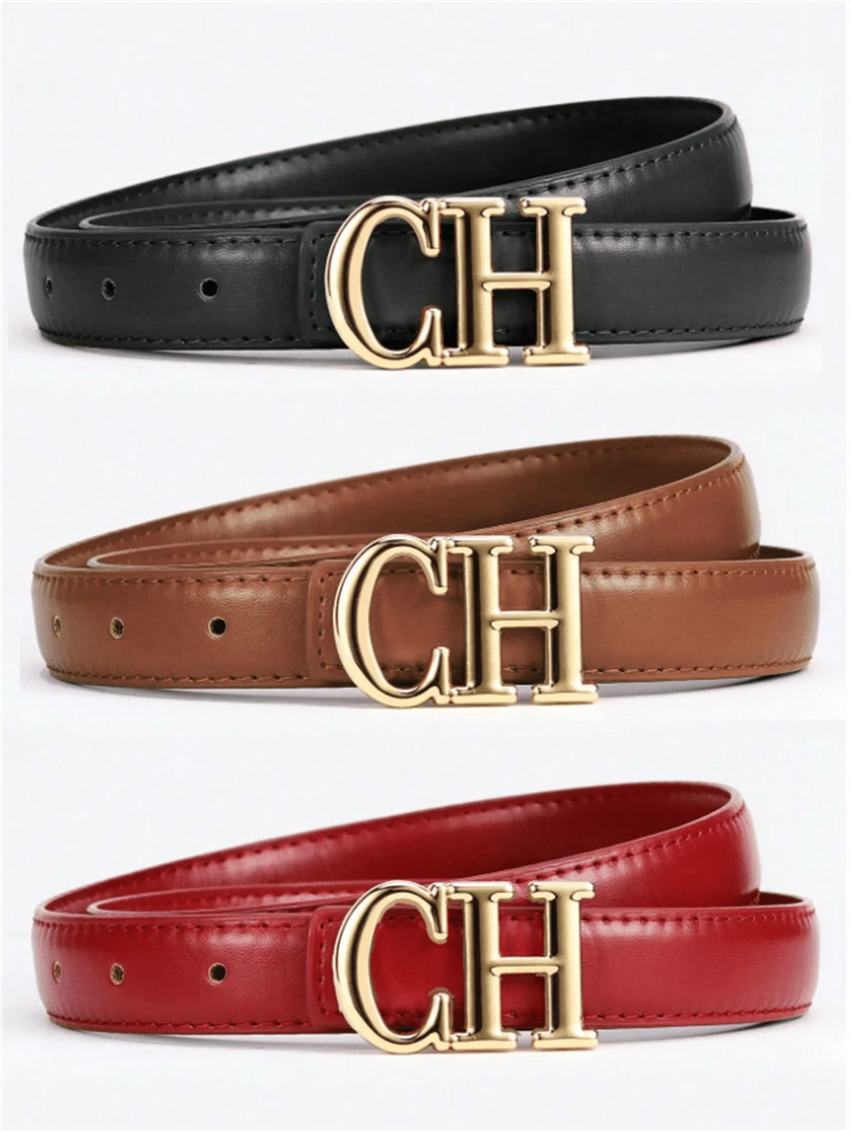 Cinturón de Cuero Sintético con Hebilla Decorativa para Mujer