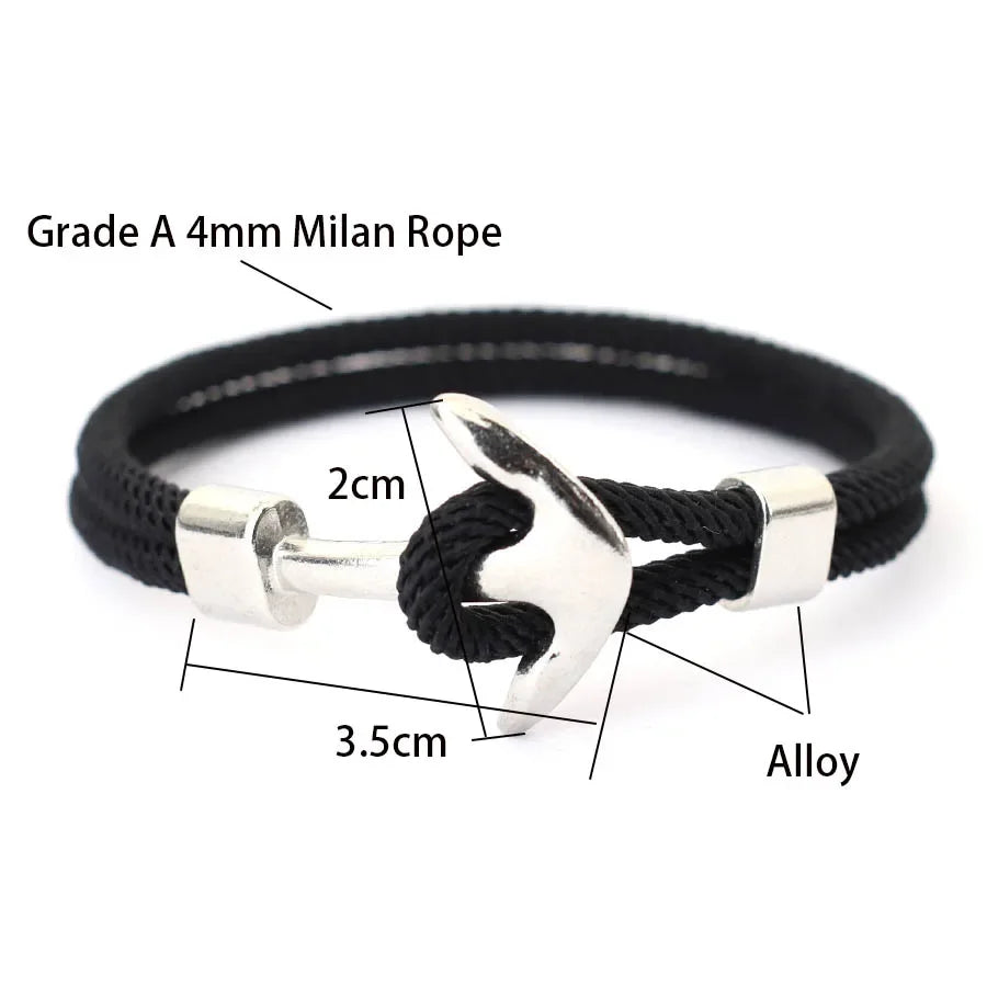Pulsera de Ancla con Cordón para Hombre