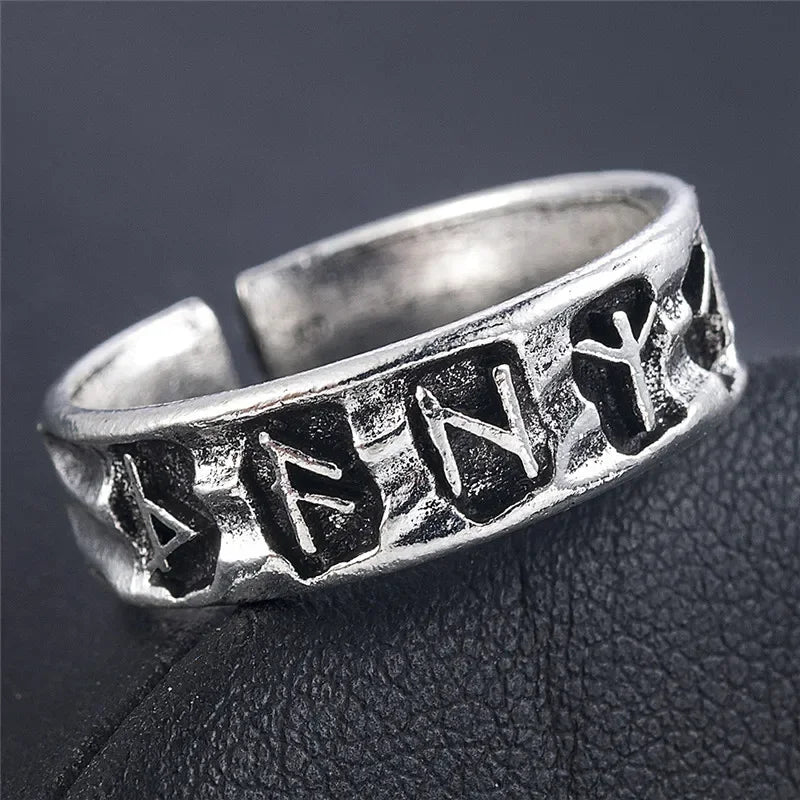 Anillo Vikingo Runas Nórdicas Ajustable