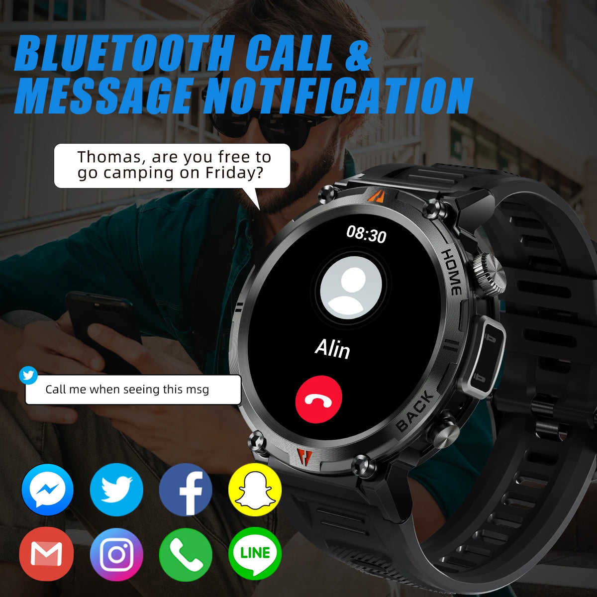 Reloj Inteligente KE3 con Llamadas Bluetooth y Linterna