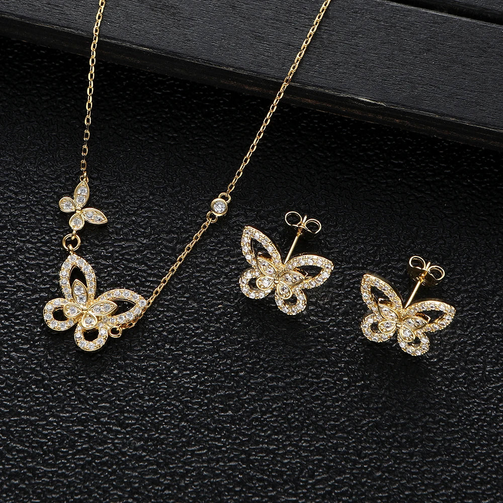 Conjunto de Joyería Mariposa con Zirconia