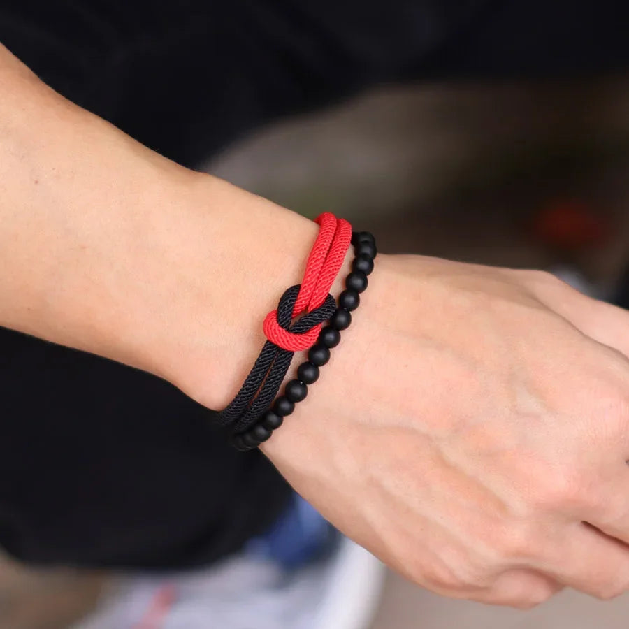 Set de 2 Pulseras de Cordón Bicolor con Cierre Magnético