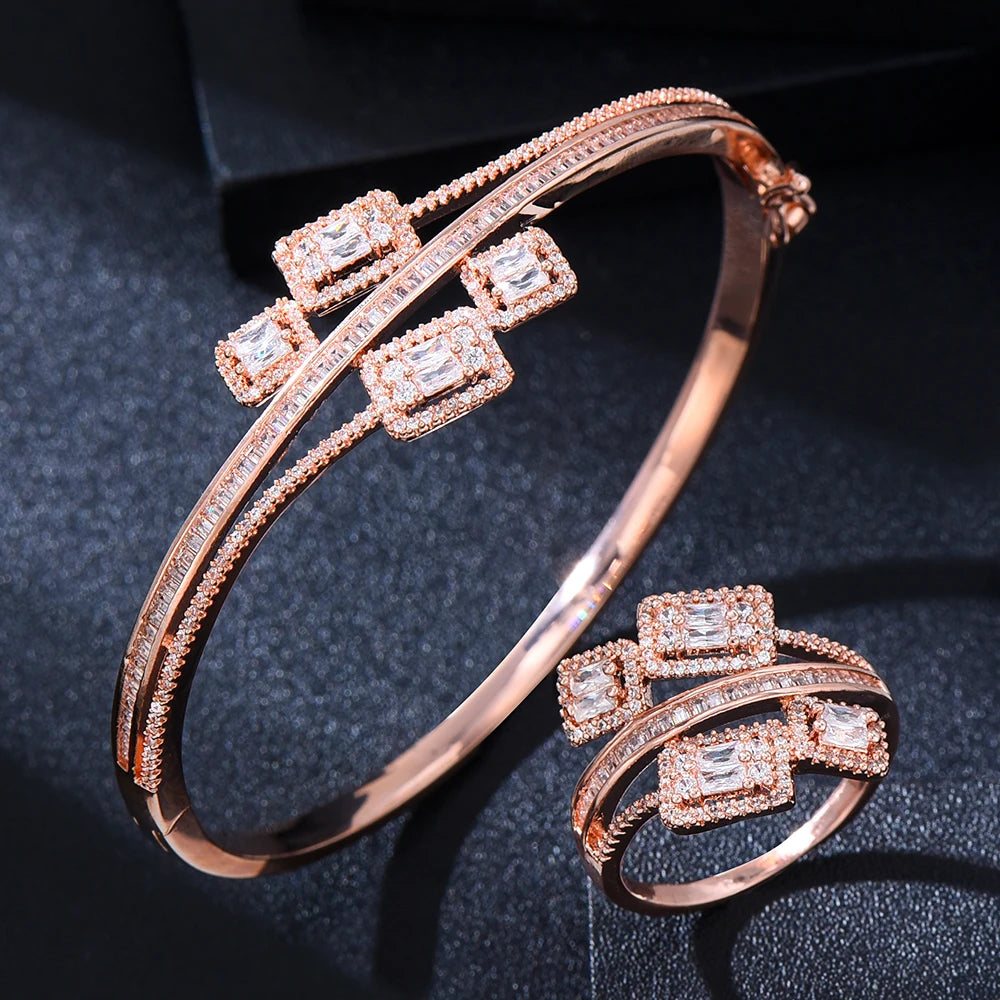Conjunto GODKI de Pulsera y Anillo con Zirconia